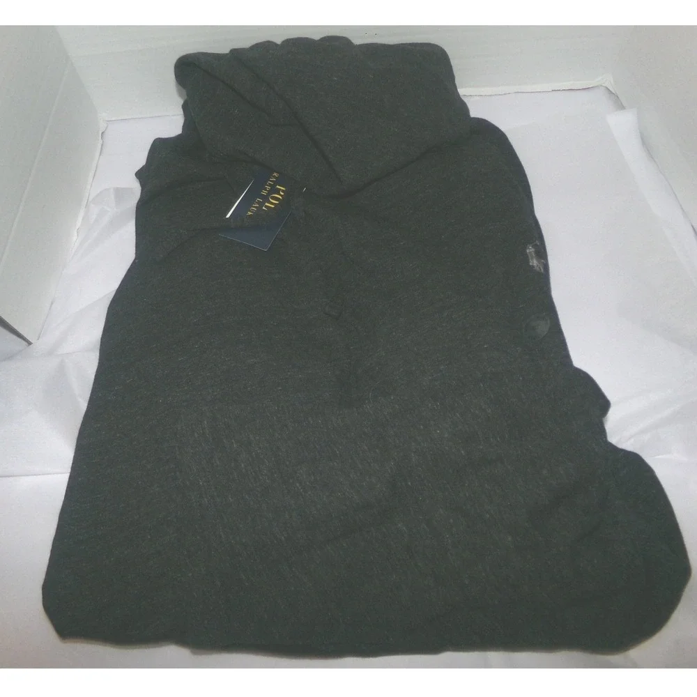 Polo Ralph Lauren Mens 3XL TALL Black Heather Long Sleeve Hooded T-Shirt NWT